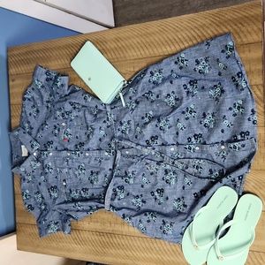 Floral Denim Shirt Dress